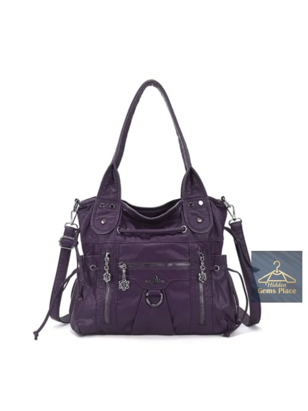 Faux Leather Hobo Bag with Tassel Details Crossbody Tote